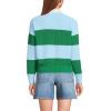 Lands’ End Women’s Drifter Rugby with Woven Collar Sweater(True Green/Soft Ice Blue Rugby)