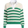 Lands’ End Women’s Drifter Rugby with Woven Collar Sweater(Vibrant Clover Stripe)