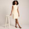 Lands’ End Women’s Fine Gauge Cotton Sweater Above The Knee Circle Skirt(Fresh Ivory)