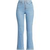 Lands’ End Women’s High Rise Denim Button Front Kick Flare Crop Jeans(Mellow Indigo)