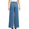Lands’ End Women’s Petite Soft Denim High Rise Wide Leg Top Stitch Trousers(Indigo Tide Blue)