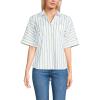 Lands’ End Women’s Cooling Elbow Sleeve Button Front Shirt(Winter Pear Twin Stripe)