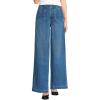 Lands’ End Women’s Petite Soft Denim High Rise Wide Leg Top Stitch Trousers(Indigo Tide Blue)