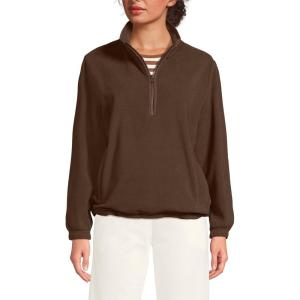 Lands’ End Women’s Anyweather RainDefense Fleece Quarter Zip Pullover(Dark Walnut Brown)