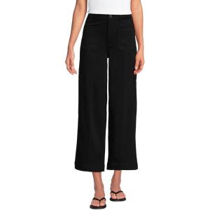 Lands’ End Women’s Denim High Rise Extra Wide Leg Crop Jeans(Black)