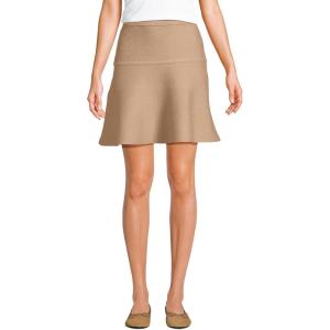 Lands’ End Women’s Fine Gauge Cotton Sweater Above The Knee Circle Skirt(Vicuna Heather)