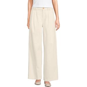 Lands’ End Women’s Lightweight Denim Mid Rise Pleated Slouchy Jeans(Natural)