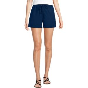 Lands’ End Women’s Poplin High Rise Pull On 5″ Shorts(Deep Sea Navy)