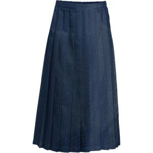 Lands’ End Women’s Solid Pleated Skirt Ankle Length(Academic Classic Navy)