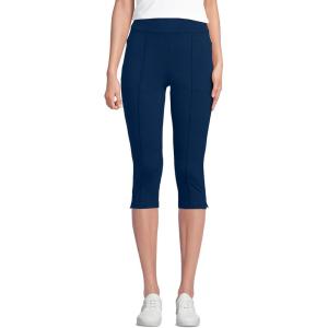Lands’ End Women’s Starfish High Rise Pintuck Capri Pants(Deep Sea Navy)