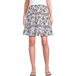 Lands’ End Women’s Voile Ladder Trim Mini Skirt(Soft Ice Blue Leaves)