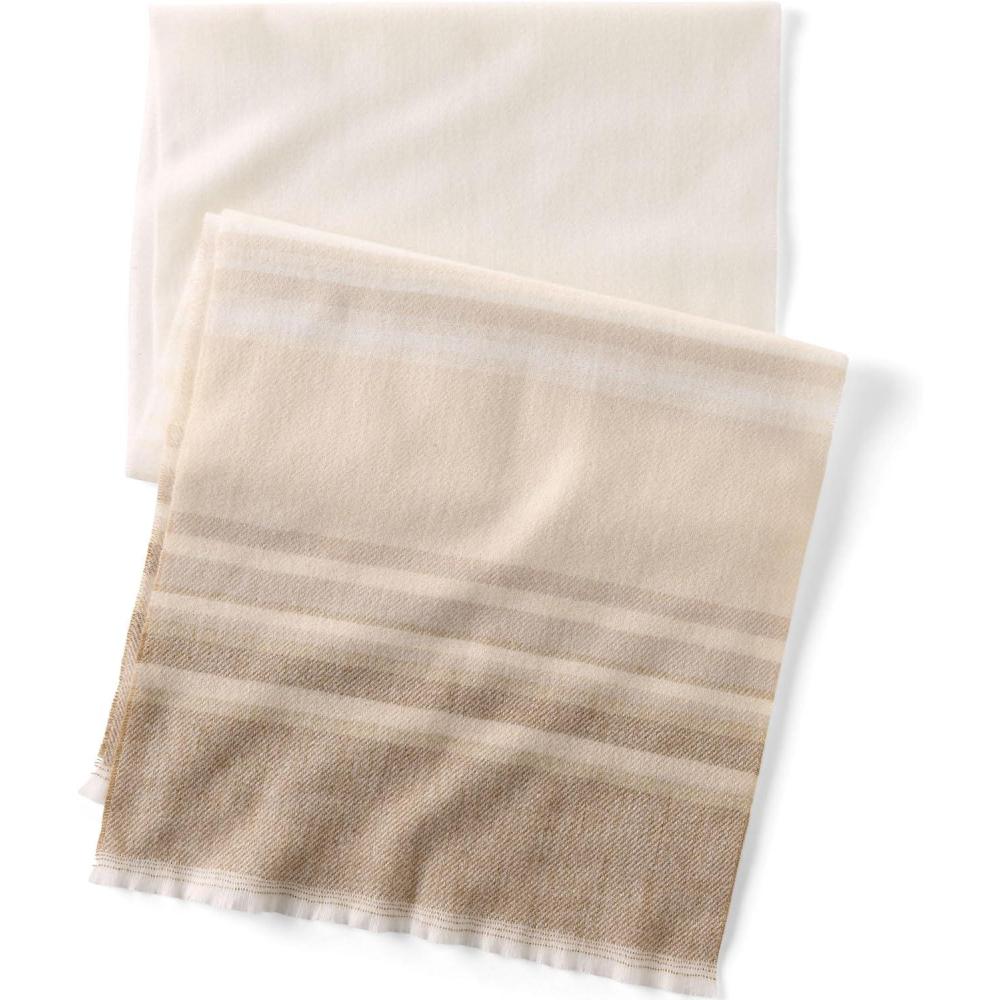imageLands End CashTouch Winter Scarf PatternIvory Sand Ombre Stripe