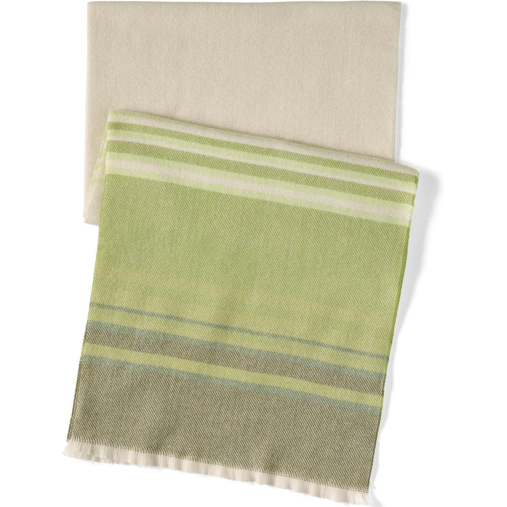 imageLands End CashTouch Winter Scarf PatternLime Green Ombre Stripe