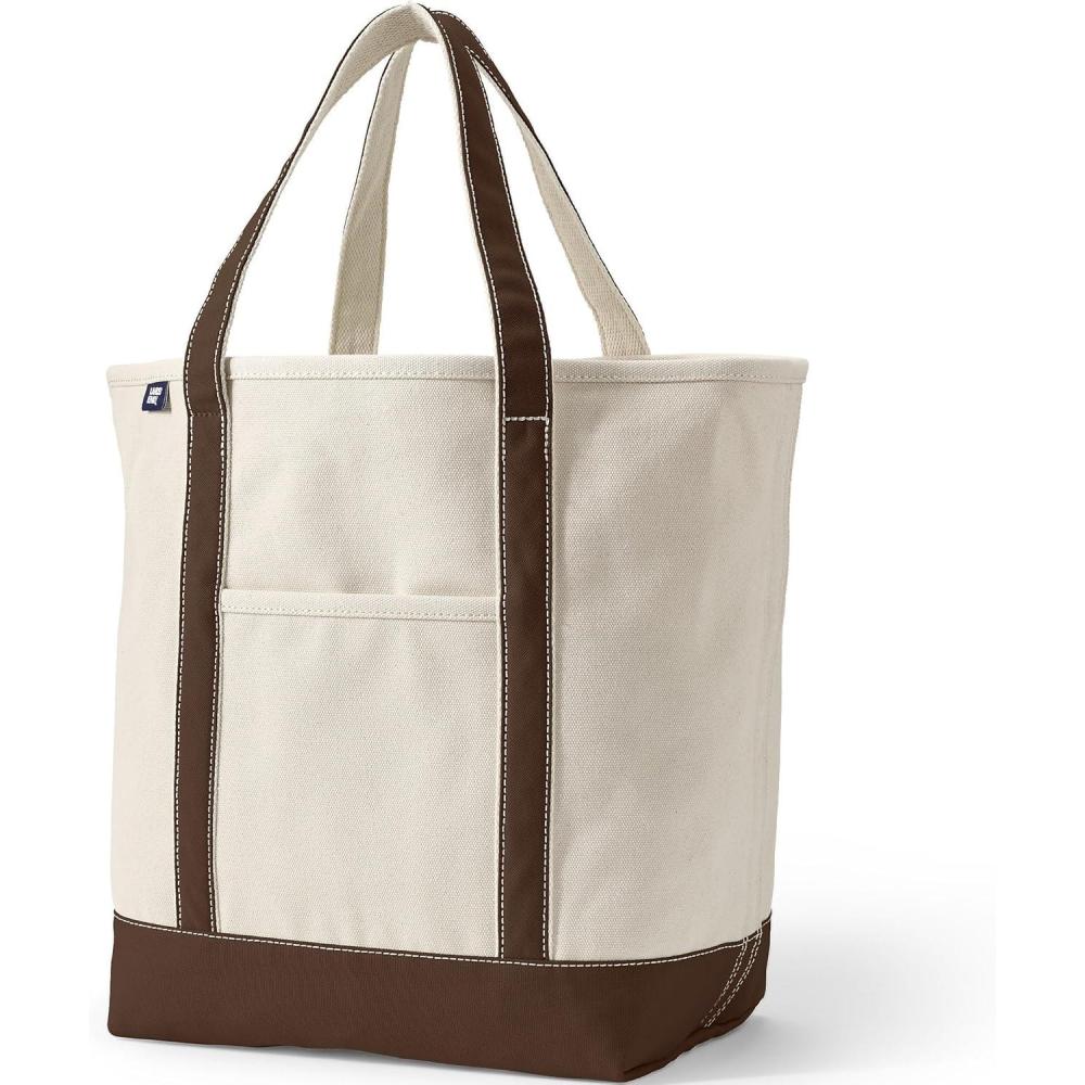 imageLands End Open Top Canvas Tote BagNaturalBrown Root