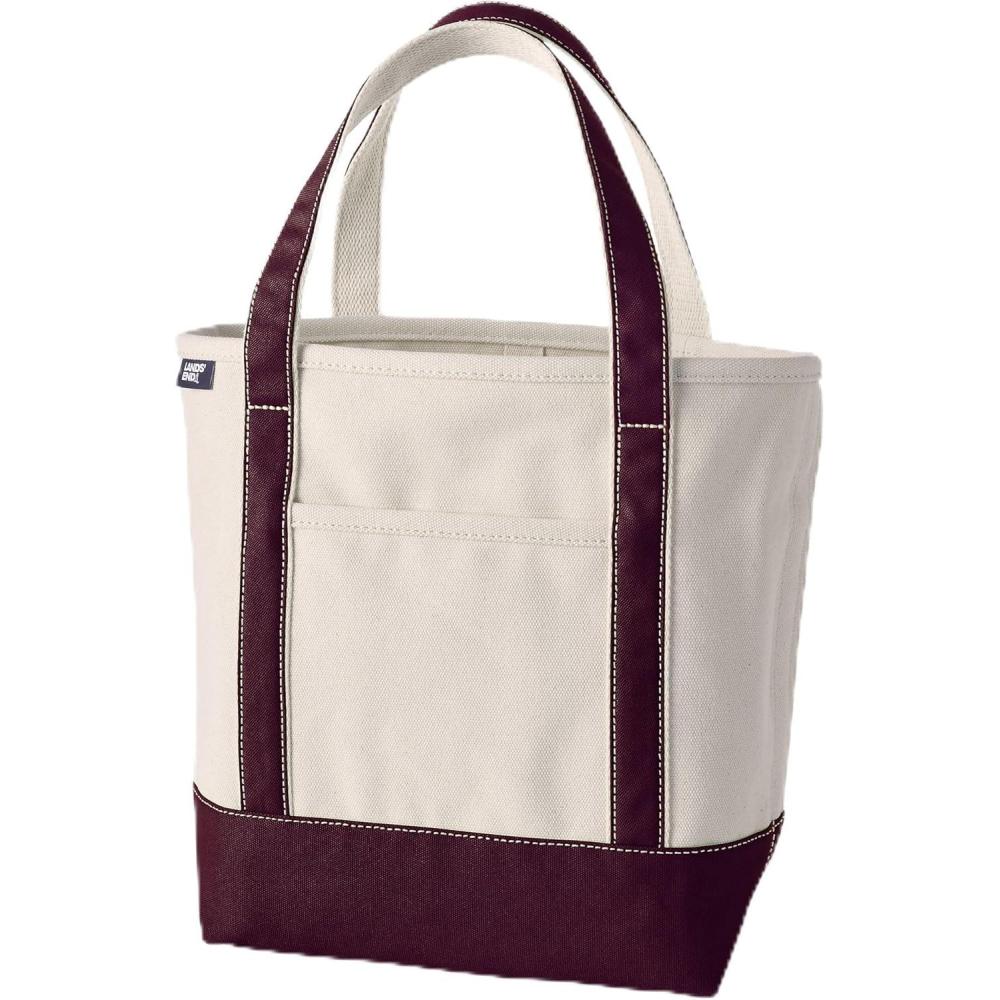 imageLands End Open Top Canvas Tote BagNaturalLush Burgundy