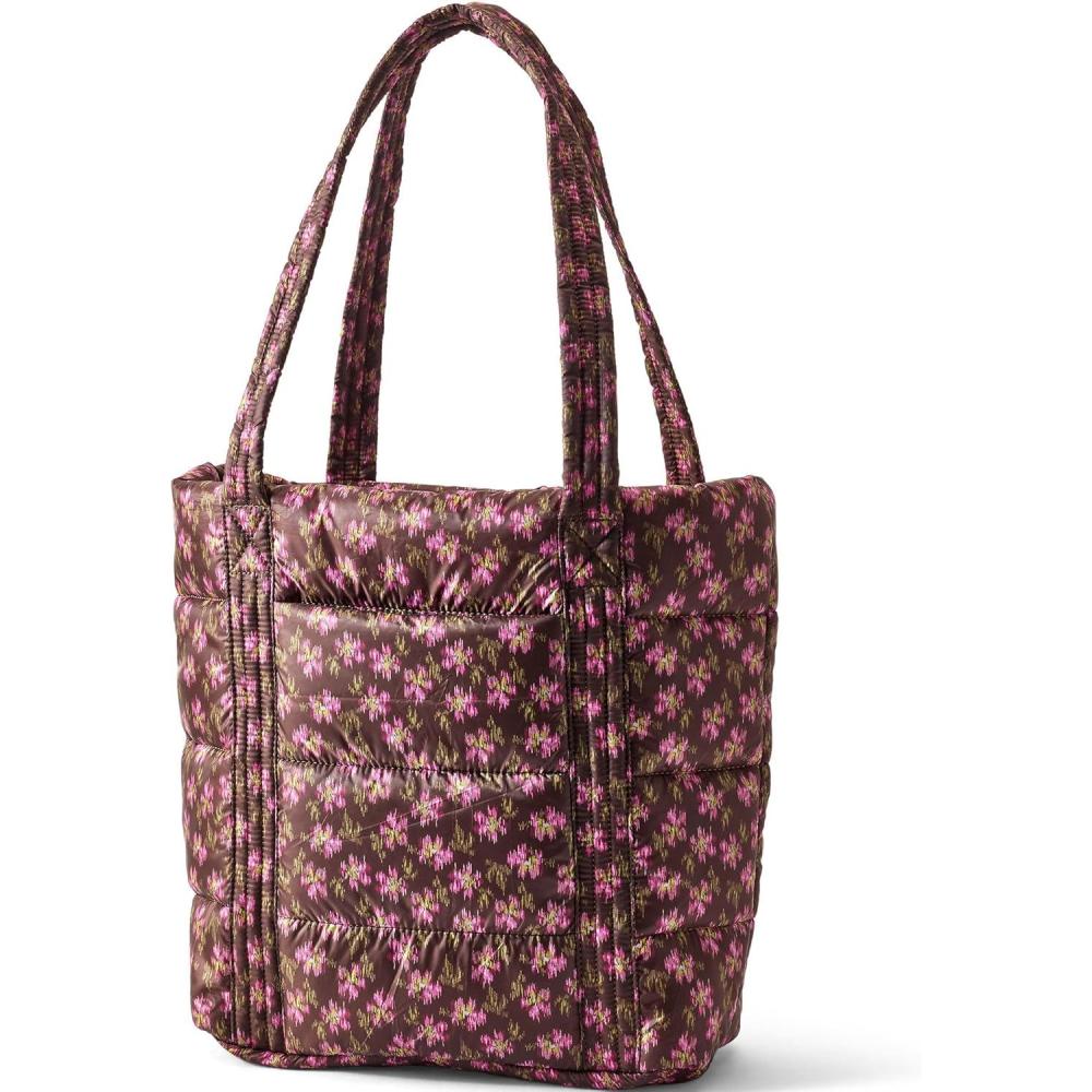 imageLands End Wanderweight Ultralight Packable Tote BagRich Coffee Ikat Floral