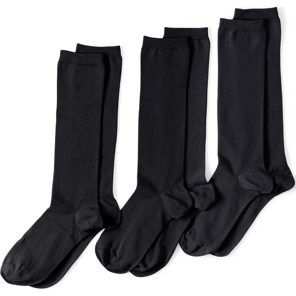 imageLands End Womens 3Pack Seamless Toe Solid Trouser SocksBlack