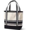 Lands’ End Open Top Canvas Tote Bag(Black Stripe/Natural)