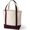 Lands’ End Open Top Canvas Tote Bag(Natural/Lush Burgundy)