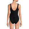 Lands’ End Women’s Chlorine Resistant Side Tie Wrap High Leg One Piece Swimsuit(Black)