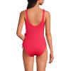Lands’ End Women’s Chlorine Resistant Side Tie Wrap High Leg One Piece Swimsuit(Coral Roses)
