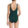 Lands’ End Women’s Chlorine Resistant Side Tie Wrap High Leg One Piece Swimsuit(Deep Balsam)