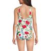 Lands’ End Women’s Chlorine Resistant Side Tie Wrap High Leg One Piece Swimsuit(Egret/Exploded Poppy Floral)