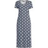 Lands’ End Women’s Cotton Short Sleeve Midcalf Nightgown(Deep Sea Navy/Ivory Floral)