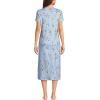 Lands’ End Women’s Cotton Short Sleeve Midcalf Nightgown(Ivory/Light Sea Blue Floral)