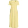 Lands’ End Women’s Cotton Short Sleeve Midcalf Nightgown(Yellow Bliss Simple Stripe)