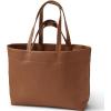 Lands’ End Women’s Faux Leather Tote(Dark Caramel)