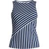 Lands’ End Women’s High Neck UPF 50 Modest Tankini Top Swimsuit(Deep Sea Mixed Diagonal Stripe)