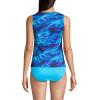 Lands’ End Women’s High Neck UPF 50 Modest Tankini Top Swimsuit(Electric Blue Multi/Swirl)