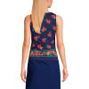 Lands’ End Women’s High Neck UPF 50 Modest Tankini Top Swimsuit(Navy Tropical Scenic Border)