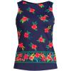 Lands’ End Women’s High Neck UPF 50 Modest Tankini Top Swimsuit(Navy Tropical Scenic Border)
