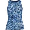 Lands’ End Women’s High Neck UPF 50 Modest Tankini Top Swimsuit(Navy/Turquoise Mosaic Dot)