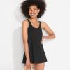 Lands’ End Women’s Scoop Neck Mini Swim Dress One Piece Swimsuit(Black)
