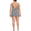 Lands’ End Women’s Scoop Neck Mini Swim Dress One Piece Swimsuit(Black/White Vine Floral)