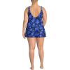 Lands’ End Women’s Scoop Neck Mini Swim Dress One Piece Swimsuit(Navy Graphic Floral)