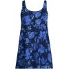 Lands’ End Women’s Scoop Neck Mini Swim Dress One Piece Swimsuit(Navy Graphic Floral)