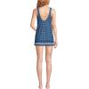 Lands’ End Women’s Scoop Neck Mini Swim Dress One Piece Swimsuit(Navy/Cobalt Mosaic Geo Border)