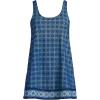 Lands’ End Women’s Scoop Neck Mini Swim Dress One Piece Swimsuit(Navy/Cobalt Mosaic Geo Border)