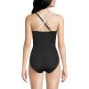 Lands’ End Women’s Slender Suit V-Neck Pleated X-Back One Piece Swimsuit Adjustable Straps(Black/White)