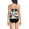 Lands’ End Women’s Smoothing Control Ruffle Fauxkini One Piece Swimsuit(Black/Egret Lilies)