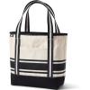 Lands’ End Open Top Canvas Tote Bag(Black Stripe/Natural)