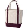 Lands’ End Open Top Canvas Tote Bag(Natural/Lush Burgundy)