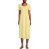 Lands’ End Women’s Cotton Short Sleeve Midcalf Nightgown(Yellow Bliss Simple Stripe)
