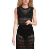 Lands’ End Women’s Cotton Viscose Open Knit Sleeveless Scoop Neck Top Cover Up(Black)