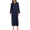 Lands’ End Women’s Eyelet Button Down Maxi Cover-up Dress(Deep Sea Navy)
