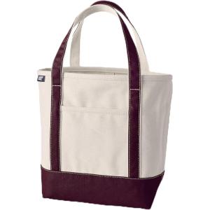Lands’ End Open Top Canvas Tote Bag(Natural/Lush Burgundy)
